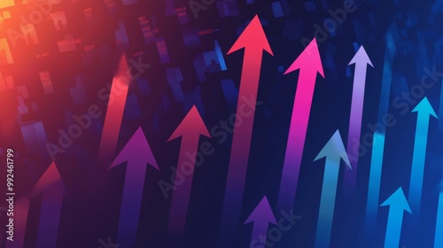 Arrow and Stock Market Papercut Design. Business, Economy, and Global Inflation Background for Investment and Trading