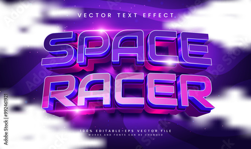 Space racer editable vector text effect with science technology concept