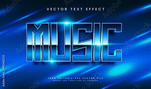 Music night editable vector text effect with blue technology concept