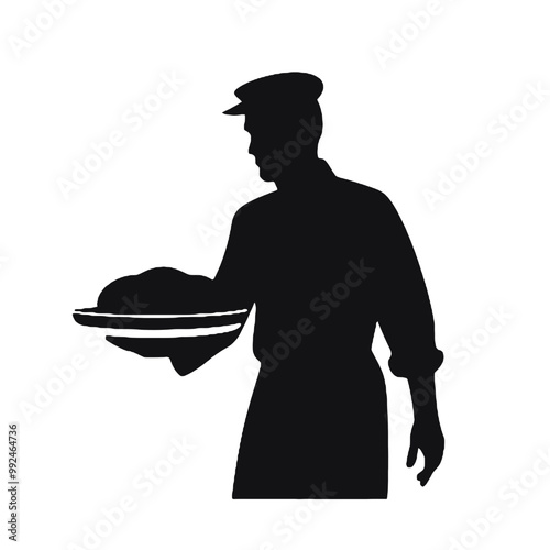 chef baker baking silhouette vector illustration transparent background photo