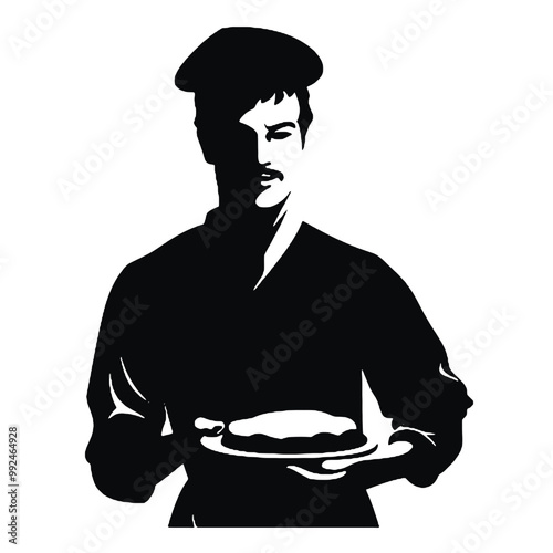 chef baker baking silhouette vector illustration transparent background photo