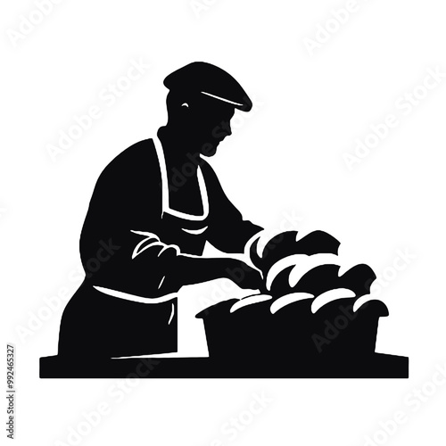 chef baker baking silhouette vector illustration transparent background photo