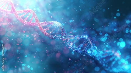 Fototapeta Naklejka Na Ścianę i Meble -  3d DNA structure rendering abstract background AI generated image