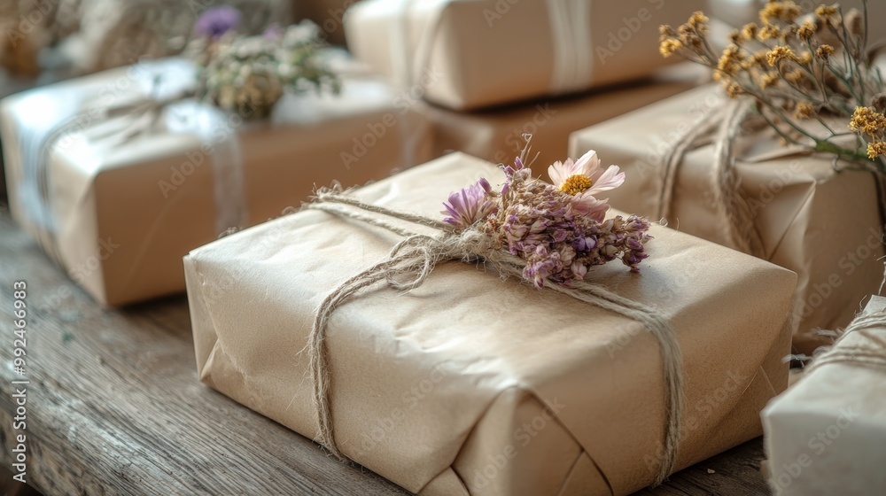 Close-Up of Eco-Friendly Gift Wrapping Close-Up of Eco-Friendly Gift Wrapping