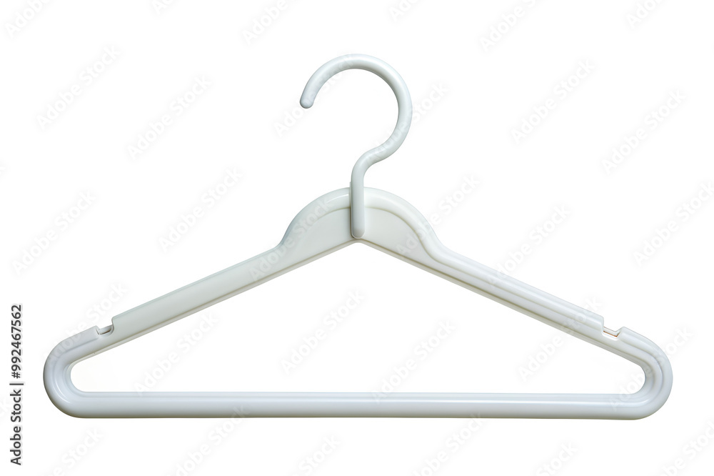 White plastic hanger isolated on a white background, Clipping path White plastic hanger isolated on a white background, Clipping path