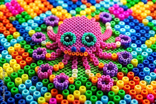 Colorful Perler Beads Octopus Pattern for Creative Craft Projects and Fun DIY Activities at Home photo