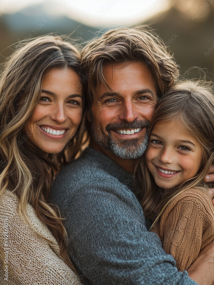 Obraz premium Joyful Family Embrace in Nature