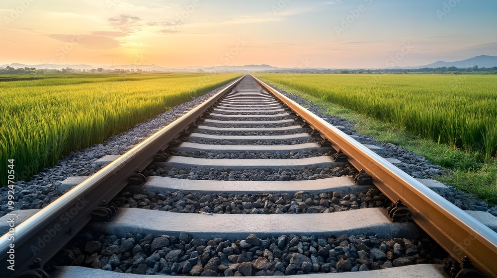 Obraz premium A Train Traveling Along Tracks Through Lush Greenery