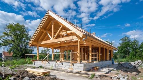 Under construction for new wooden building