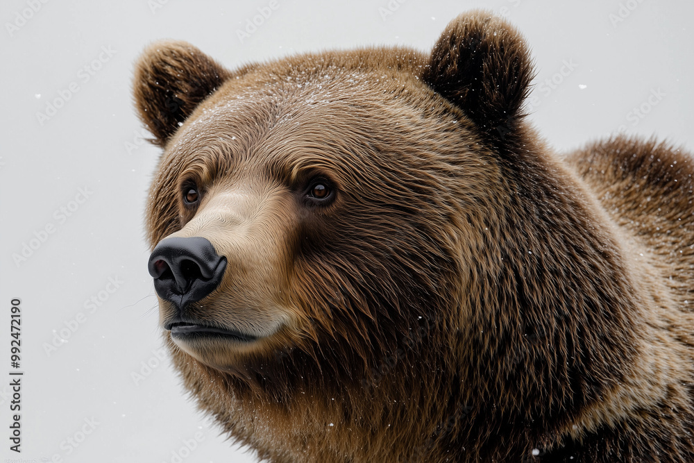 Obraz premium Brown Bear Head Close-Up A close-up of a brown bear’s head with a calm expression. 
