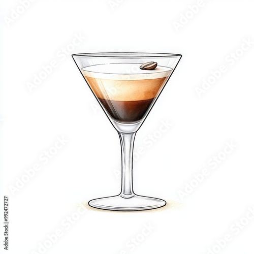 Wallpaper Mural Espresso martini, coffee liqueur blend, white background, watercolor style Torontodigital.ca