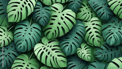 Various sizes of monsterra leaves for creating backdrop or background  photo