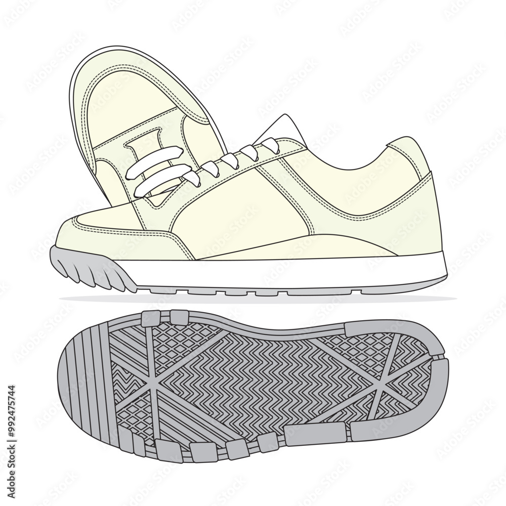 Retro sneakers vector template technical drawing Retro sneakers vector template technical drawing