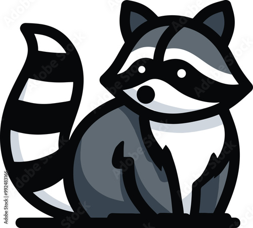 Cute Racoon Cartoon Logo Design 