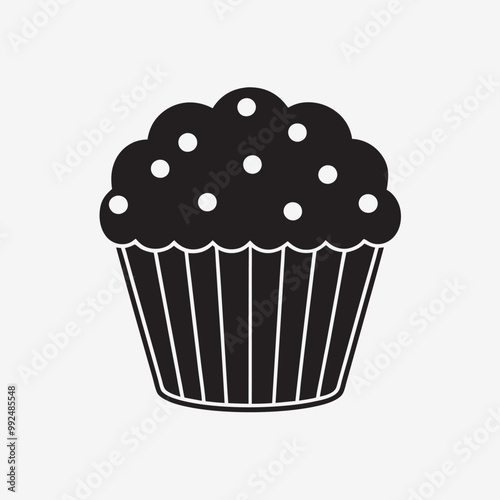 Bakery Food Muffin Icon in Flat Style - Vector Clipart for Cafes, Bakeshops, and Menus