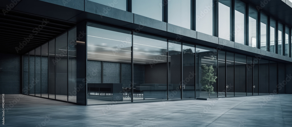 Glass Facade of Modern Office Building, Professional Exterior Design. Modern City Architecture Glass Facade of Modern Office Building, Professional Exterior Design. Modern City Architecture
