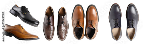 leather shoes isolated on white background top view