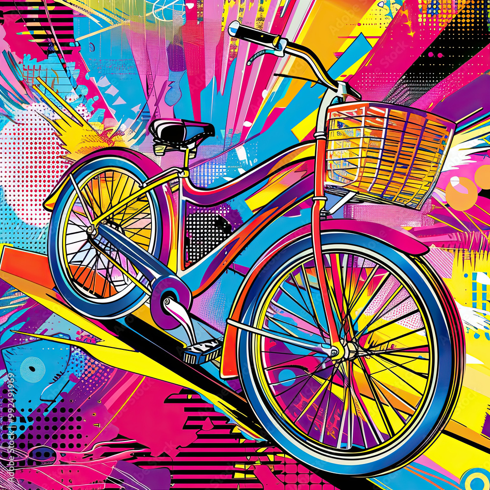 Fototapeta premium Whimsical Wheels: The Colorful Bicycle