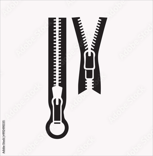 zipper vector icon silhouette on a white background