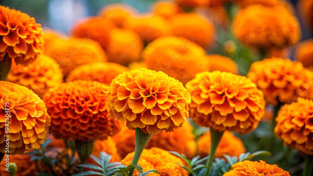 Close-Up of Marigold Flowers with Cempasúchil Petals for Mexican Festivals Close-Up of Marigold Flowers with Cempasúchil Petals for Mexican Festivals