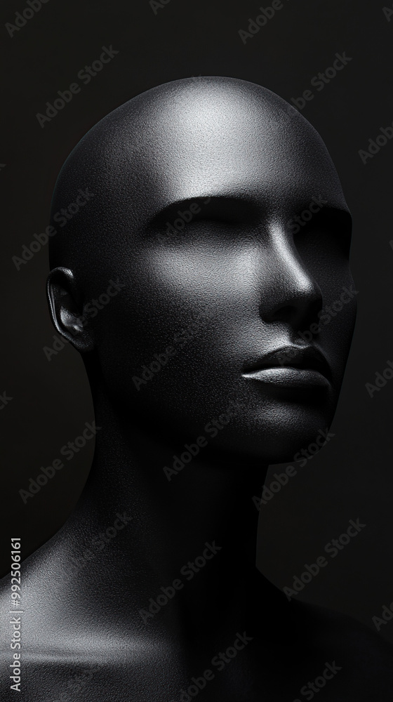 Minimalist head and neck in monochromatic lighting