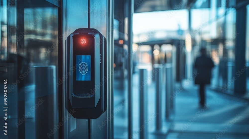 © Sasint - A biometric scanner at the entrance to a secure facility, integrating physical and digital security measures