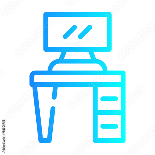 computer desk Line Gradient Icon