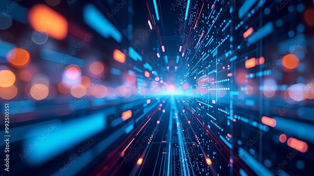 Abstract digital data stream in cyberspace.