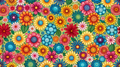 Colorful flower seamless pattern perfect for fabric design or background texture, flowers, seamless, pattern, colorful, design