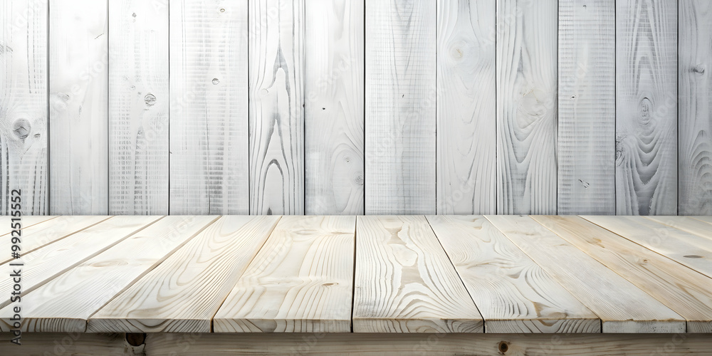 Bright white wood table texture background with wide wooden planks ...