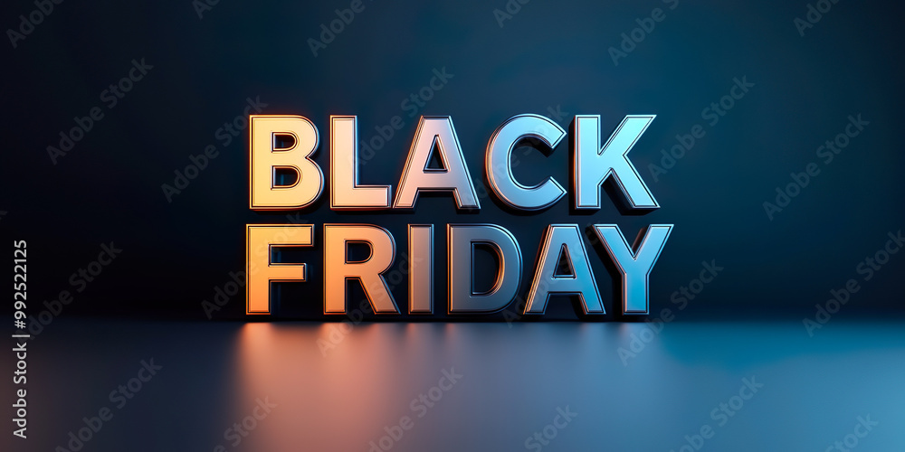 Obraz premium Black Friday is popular shopping event known for significant discounts and sales. This image captures essence of event with bold, metallic lettering that stands out against dark background, evoking