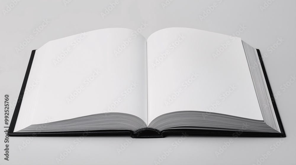 Open Blank Book on a Minimalist Gray Background Open Blank Book on a Minimalist Gray Background