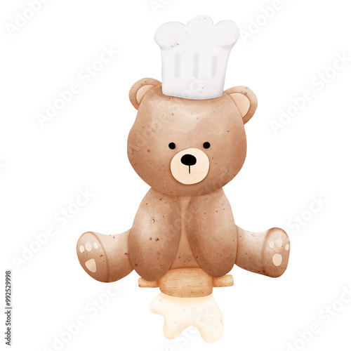 Cute Teddy bear water color clipart PNG