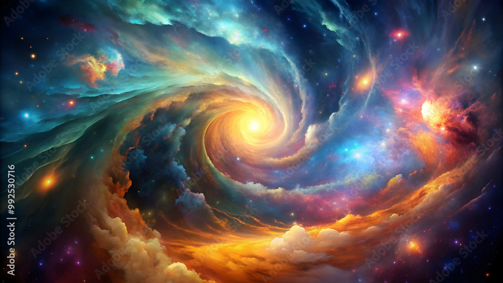 Abstract cosmic background with swirling colors and glowing nebulae , celestial, explosion, energy, light, abstract Abstract cosmic background with swirling colors and glowing nebulae , celestial, explosion, energy, light, abstract