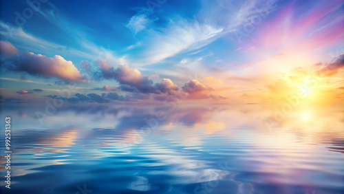 Dreamy water reflection gradient background perfect for a calming and serene design project, water, reflection, gradient