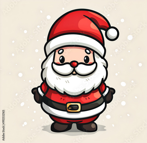 cute santa claus with a bag on white background