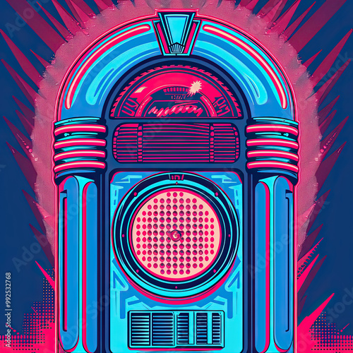 Obraz na płótnie Vinyl Vibes: Pop-Art Jukebox Style w salonie