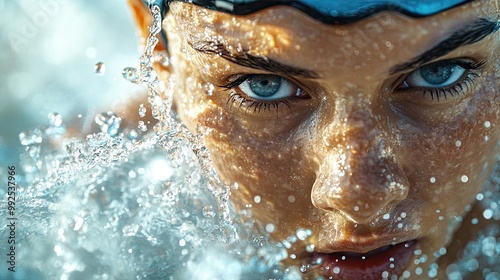 Intense Swimmer in Action Underwater