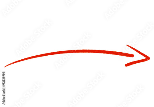 Red curved arrow right isolated on white background