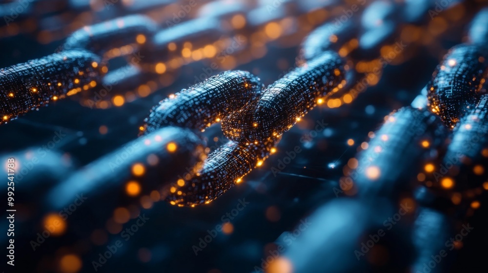 Interconnected Chain with Glowing Nodes Interconnected Chain with Glowing Nodes