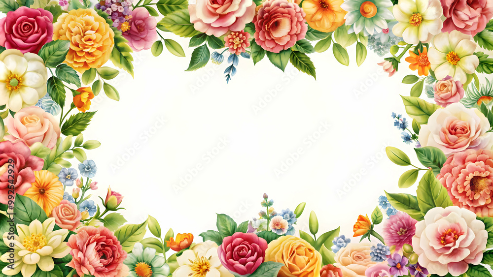 Floral border greeting card with beautiful flowers for wedding, birthday, and holiday invitations, floral, border Floral border greeting card with beautiful flowers for wedding, birthday, and holiday invitations, floral, border