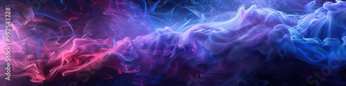 Ethereal abstract background featuring fusion of vibrant pink and blue smoke like textures, creating mesmerizing visual effect. Perfect for artistic and creative projects