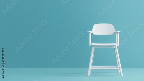 High chair with a matte white finish and an adjustable footrest, matte white, simple elegance