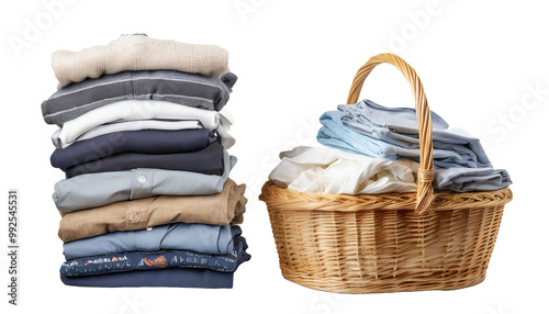 PNG pile of clothes isolated transparency background. Generative AI