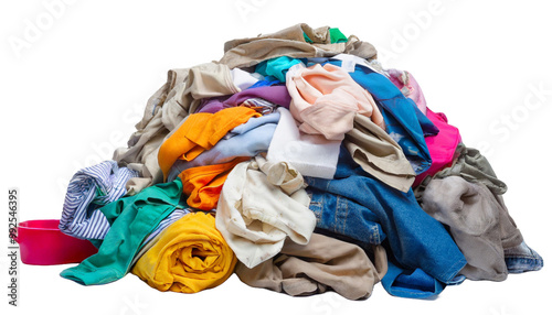 PNG pile of clothes isolated transparency background. Generative AI