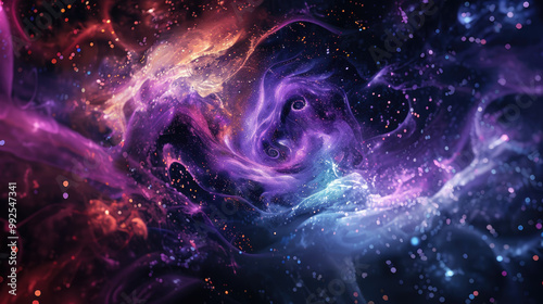 mesmerizing abstract background featuring fusion of vibrant colors and swirling patterns, evoking sense of cosmic wonder and depth. interplay of light and dark creates captivating visual experience