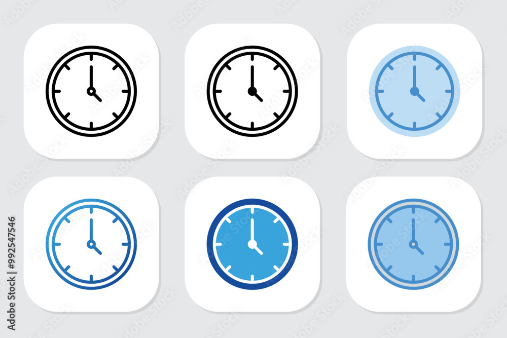 time icons with various design styles time icons with various design styles
