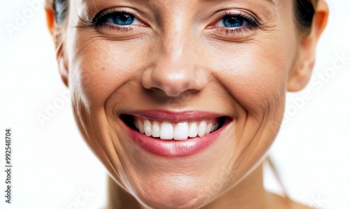 Happy European Woman Smiling Closeup
