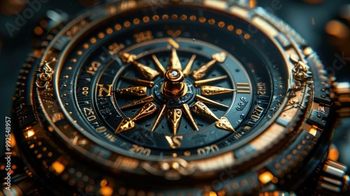 Wallpaper Mural Golden Compass on Black Background Torontodigital.ca