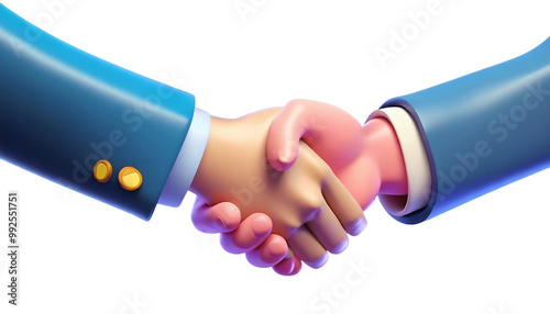 3d render hand shake isolated on white or transparent background